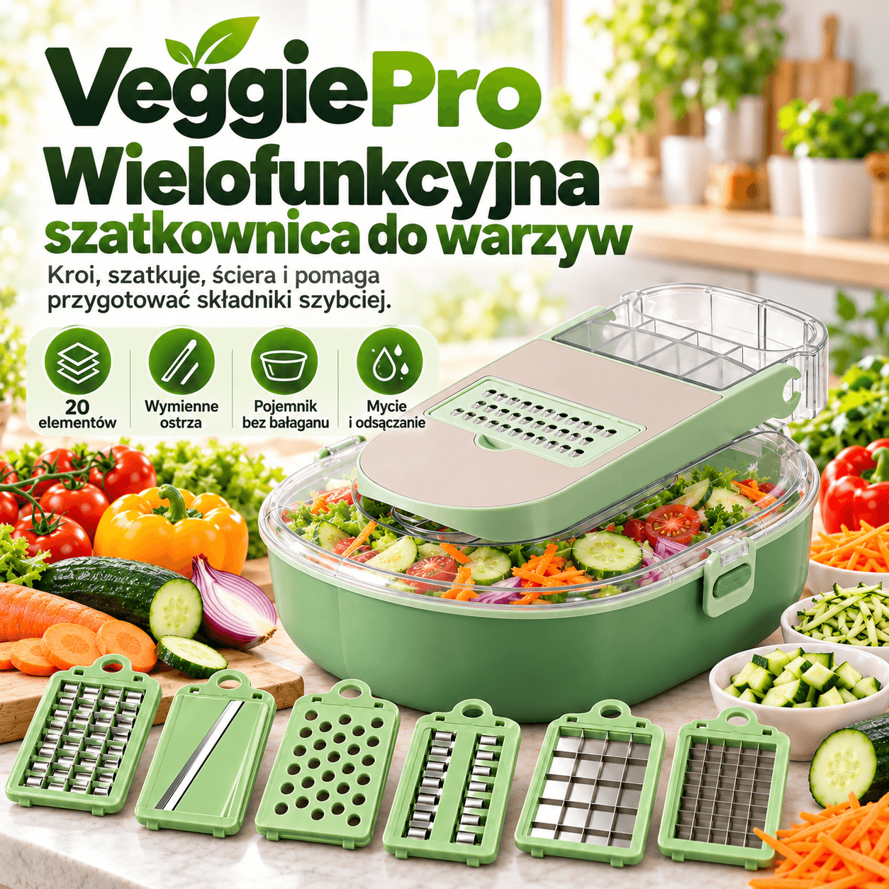 VeggiePro – wielofunkcyjna szatkownica do warzyw i owoców